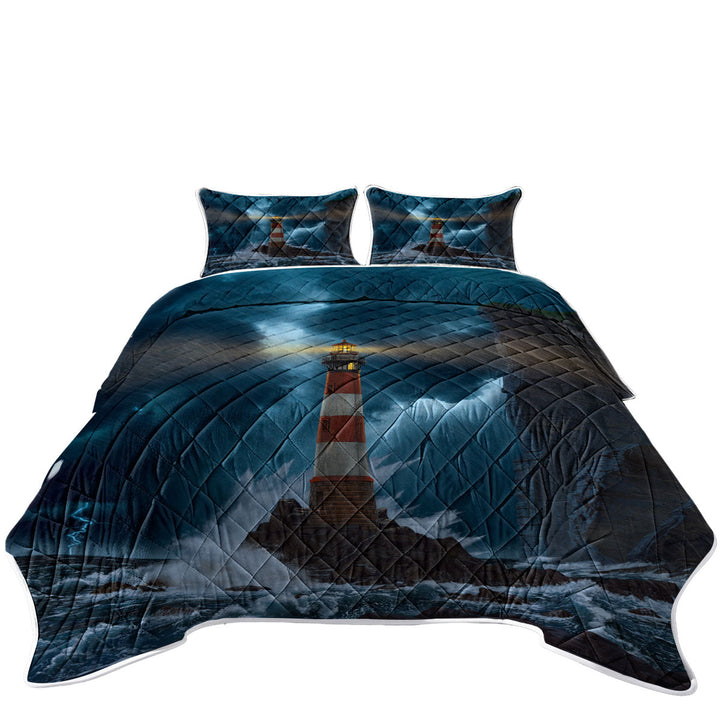 Ocean Coastal Art the Unbreakable Lighthouse King Size Bedspreads