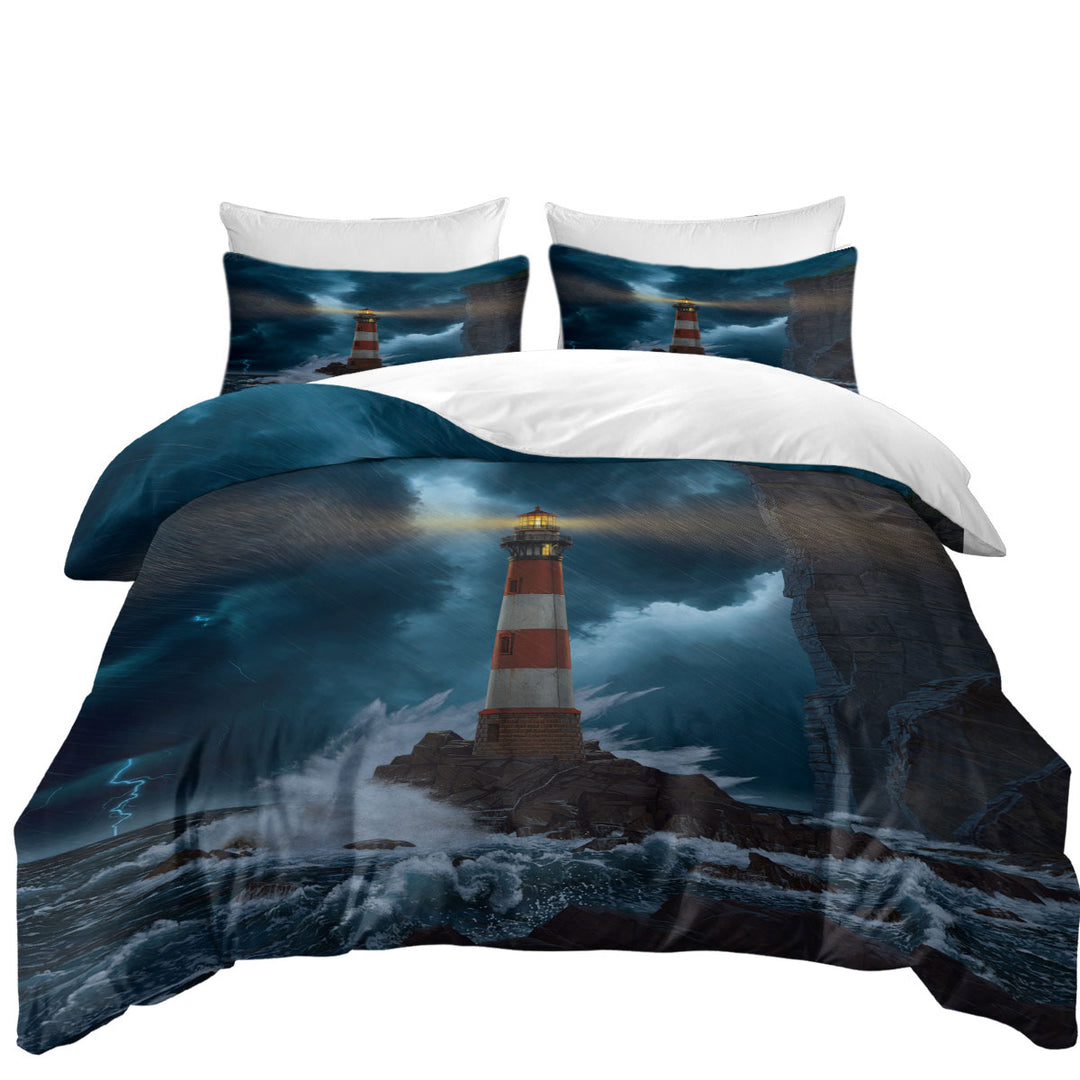 Ocean Coastal Art the Unbreakable Lighthouse King Size Duvet Cover