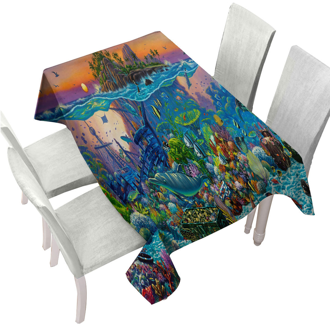 Ocean Underwater Kingdom Coral Reef Island Tablecloths