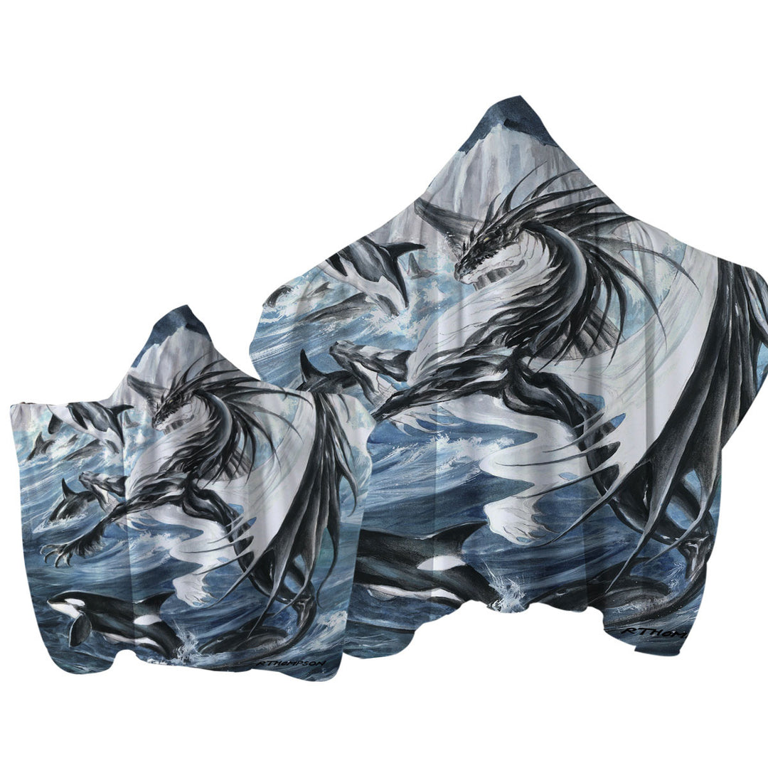 Oceanus the Orca Killer Whale Dragon Towel with Hood