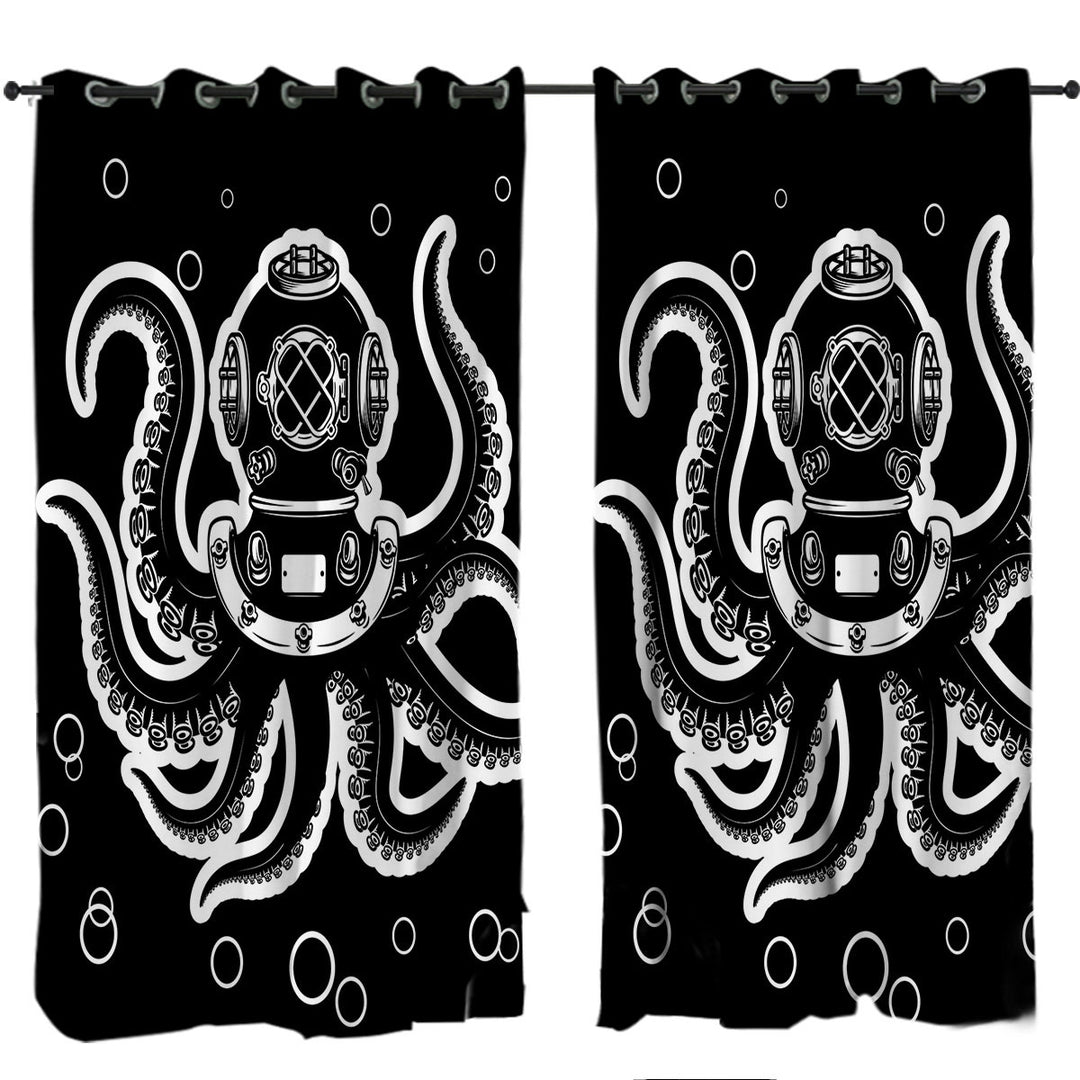 Octopus Diver Drapes for Living Room