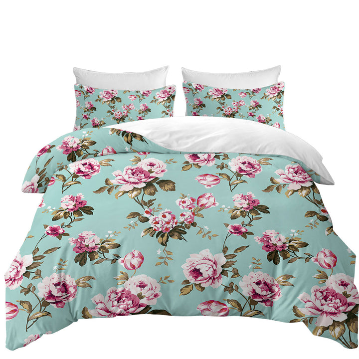 Old Style Pink Roses Duvet Cover Queen