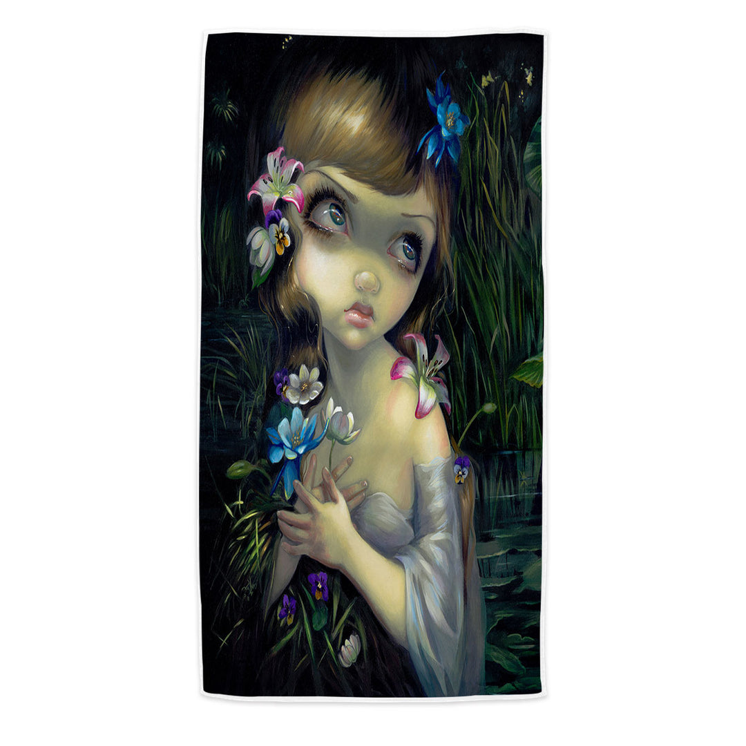 Ophelia Beautiful Girl in the Water Lilies Pond Beach Towel