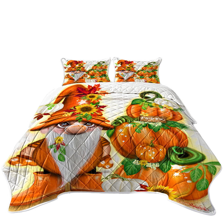 Orange Autumn Pumpkins for Sale Lil Gnome Coverlet