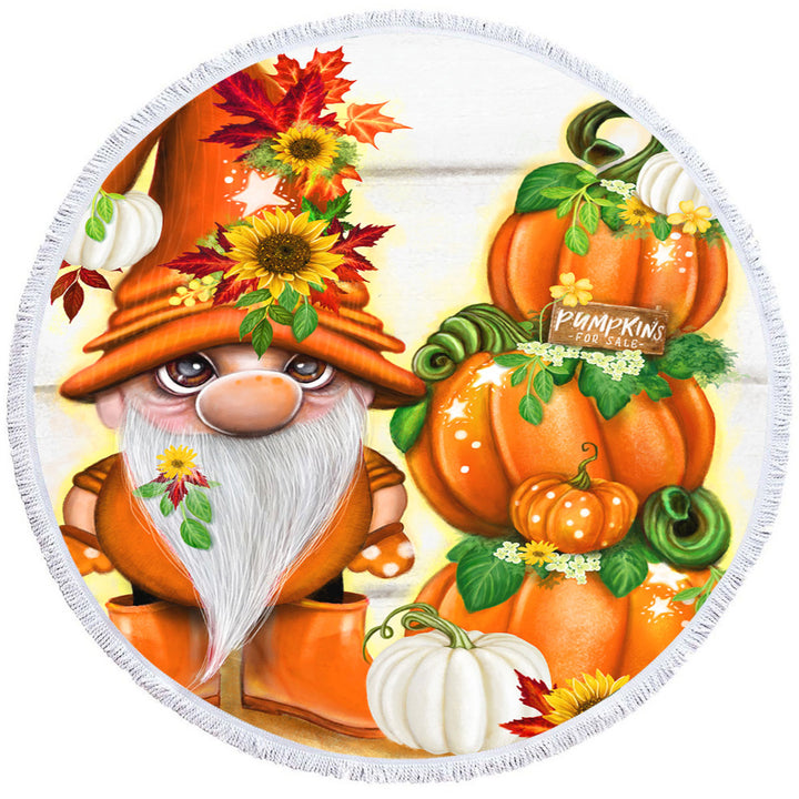 Orange Circle Beach Towel Autumn Pumpkins for Sale Lil Gnome