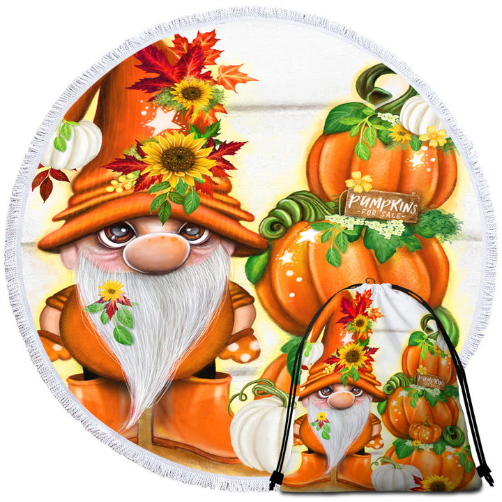 Orange Unique Beach Towels Autumn Pumpkins for Sale Lil Gnome