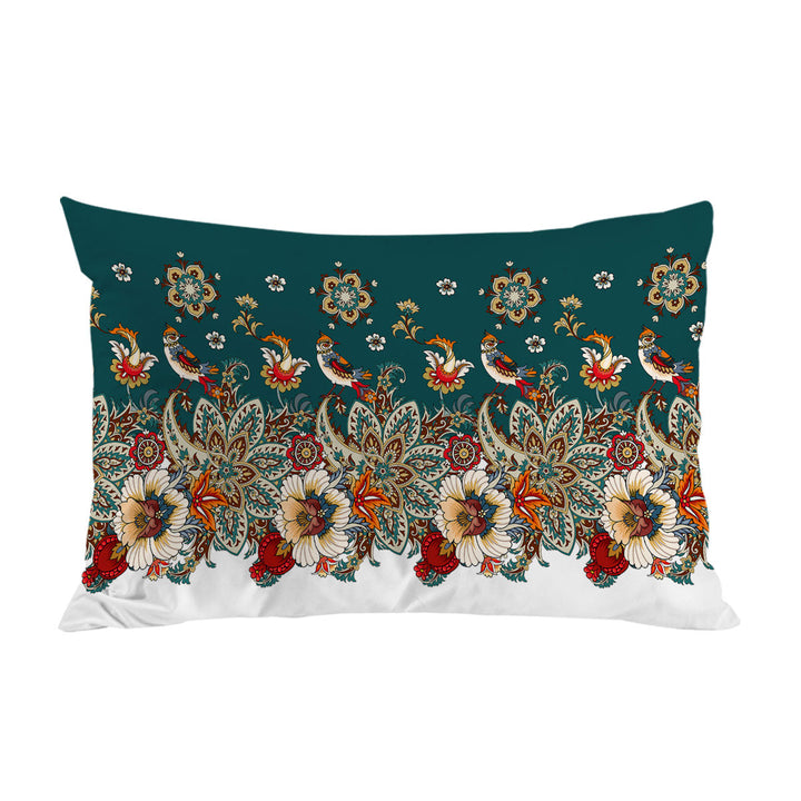 Oriental Art Birds Flowers and Floral Mandalas Pillow Cases