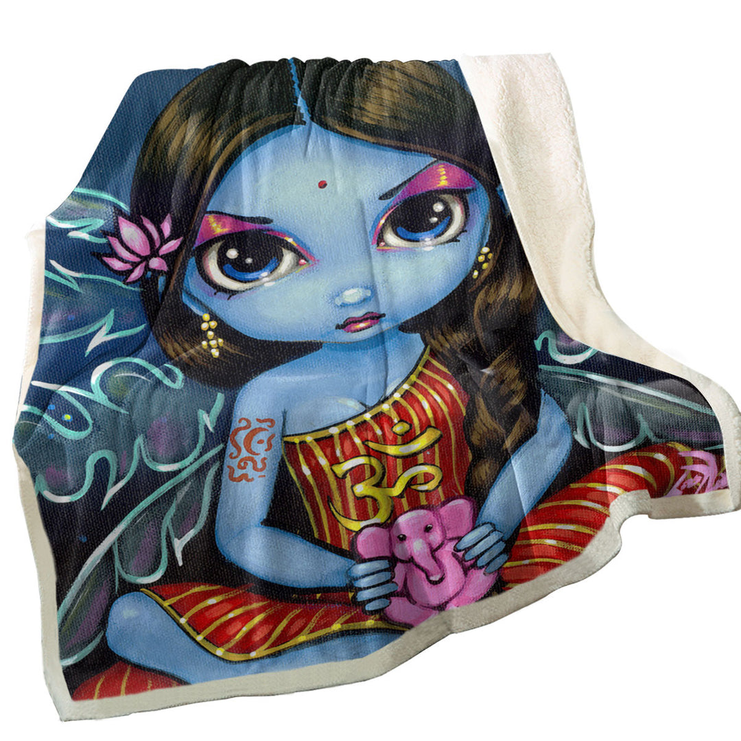 Oriental Fantasy Art Hindu Fairy Couch Throws