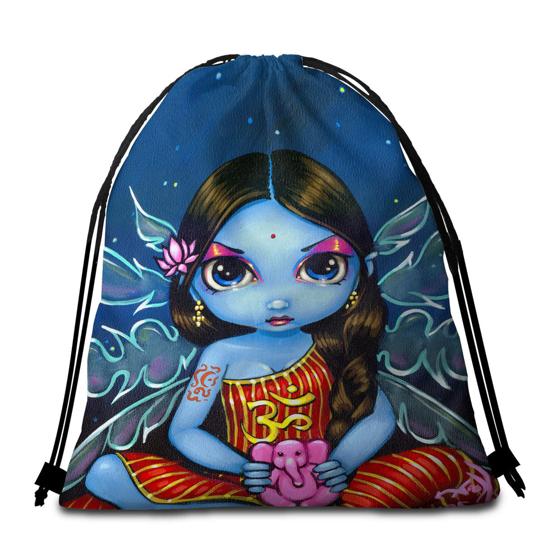 Oriental Fantasy Art Hindu Fairy Lightweight Beach Towel