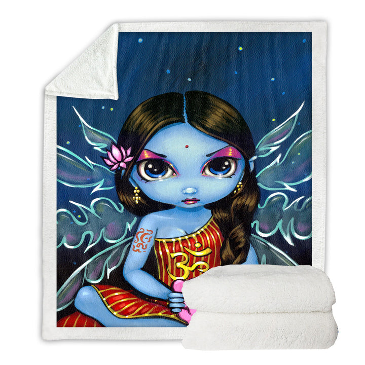 Oriental Fantasy Art Hindu Fairy Throw Blanket