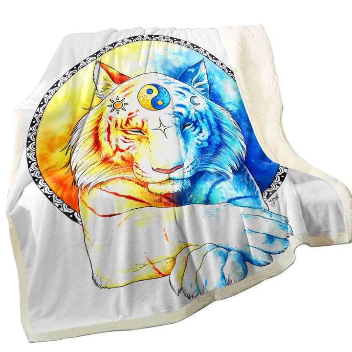 Oriental Sherpa Blanket Inner Balance Oriental Sun Moon Tiger