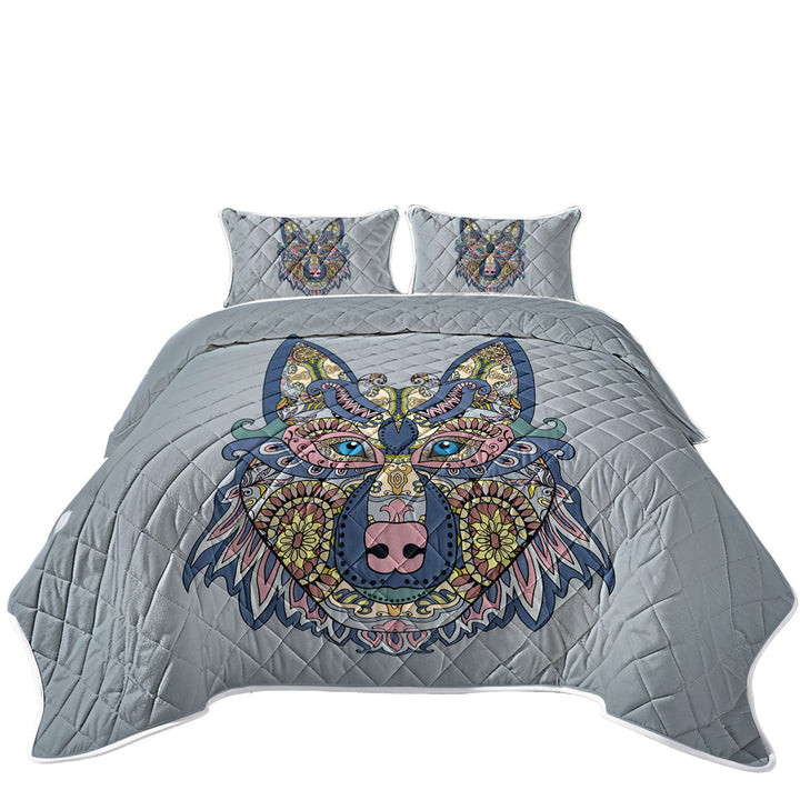 Oriental Wolf King Size Quilt Sets