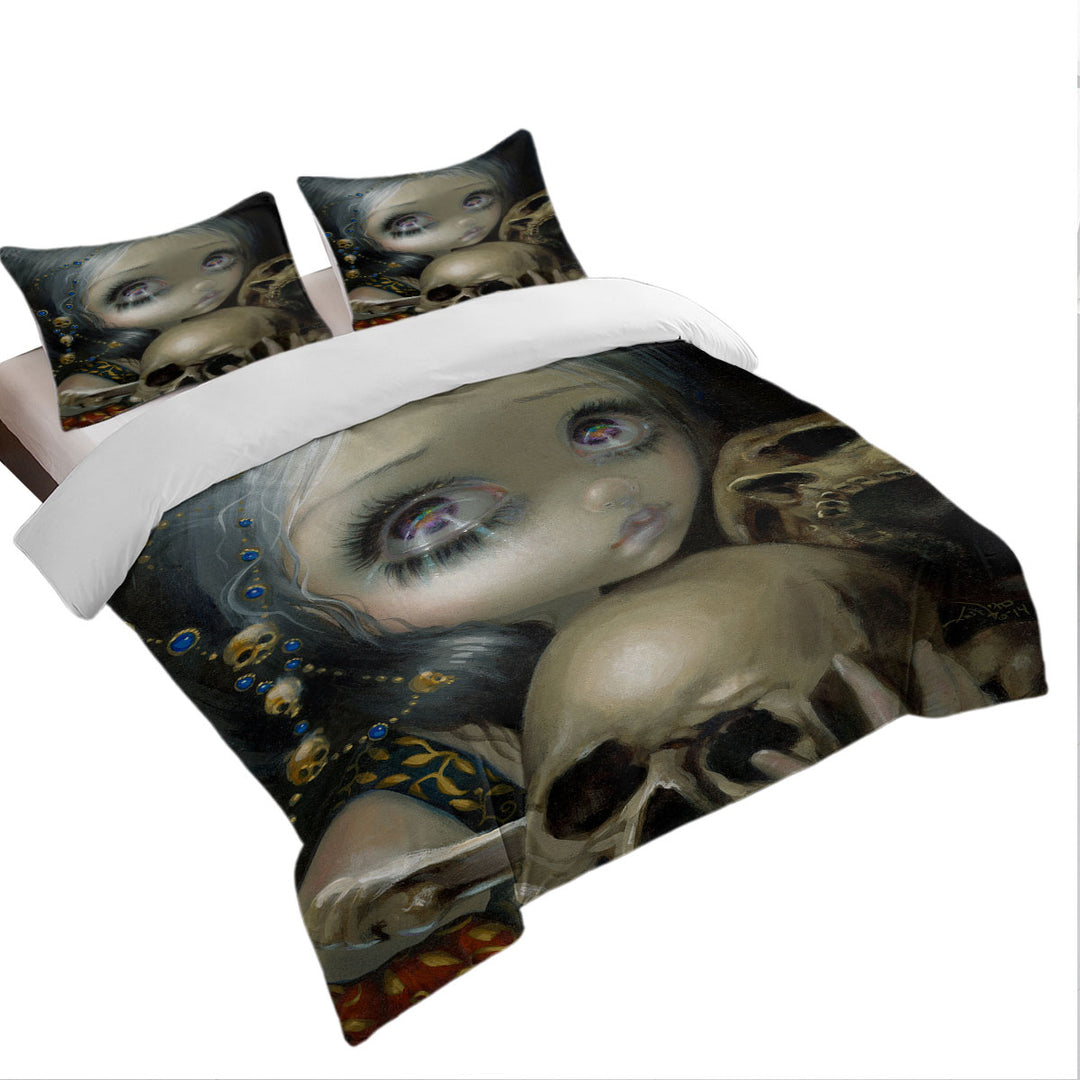 Ossuary the Collector Dart Art Girl and Skulls Coverlets