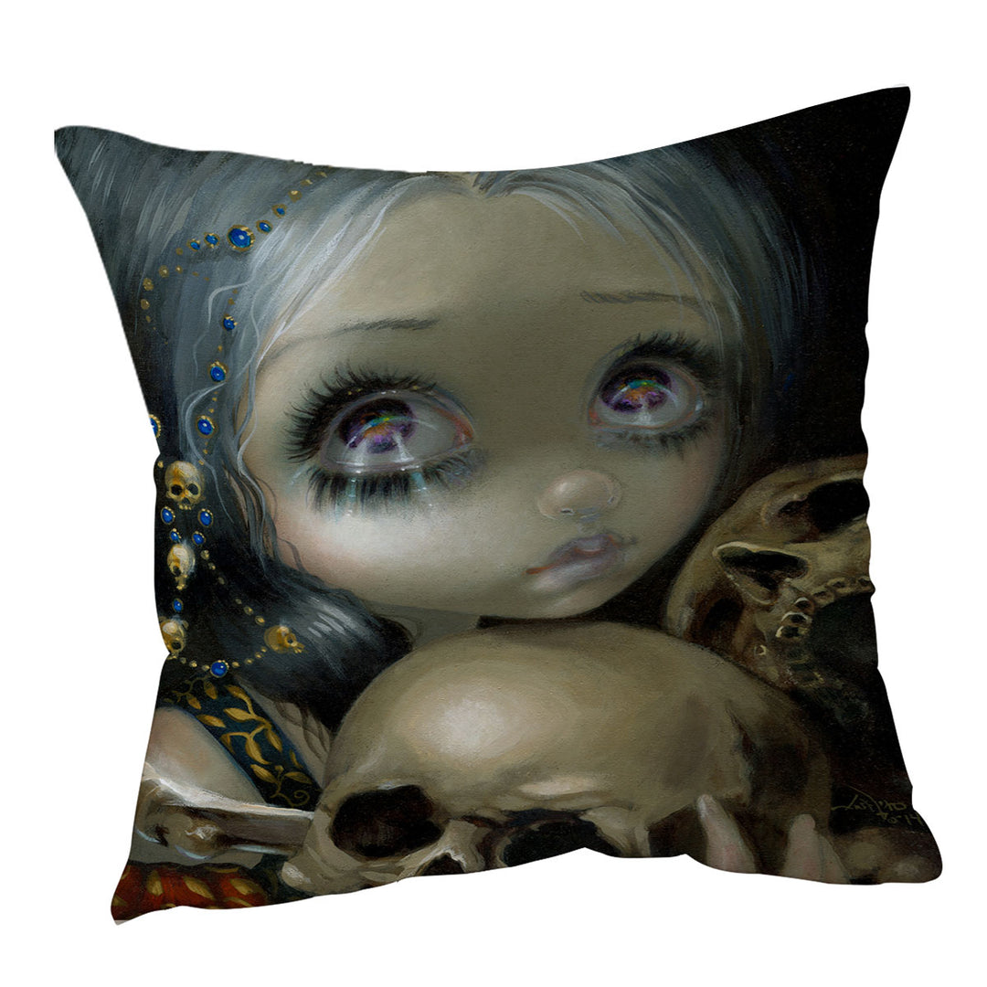 Ossuary the Collector Dart Art Girl and Skulls Decorative Cushions