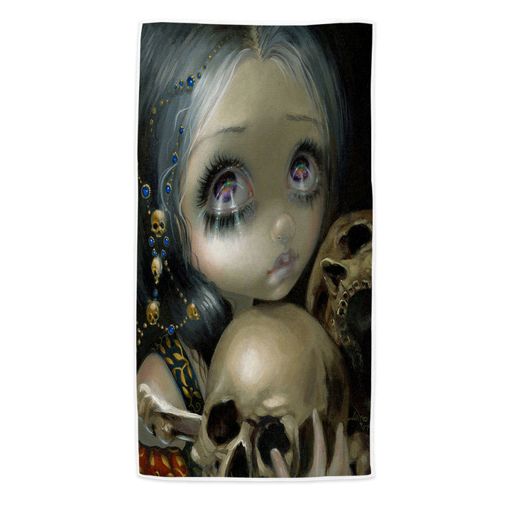 Ossuary the Collector Dart Art Girl and Skulls Microfiber Beach Towel