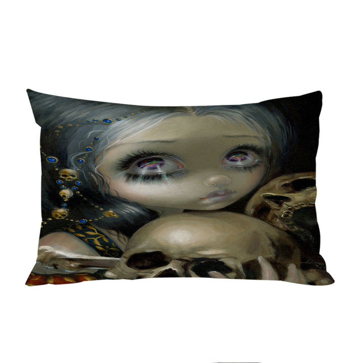 Ossuary the Collector Dart Art Girl and Skulls Pillowcase