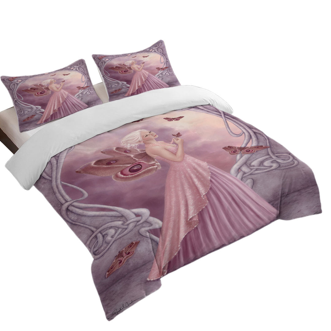 Oversized King Duvet Cover with Butterflies and Pink Pearl Butterfly Girl