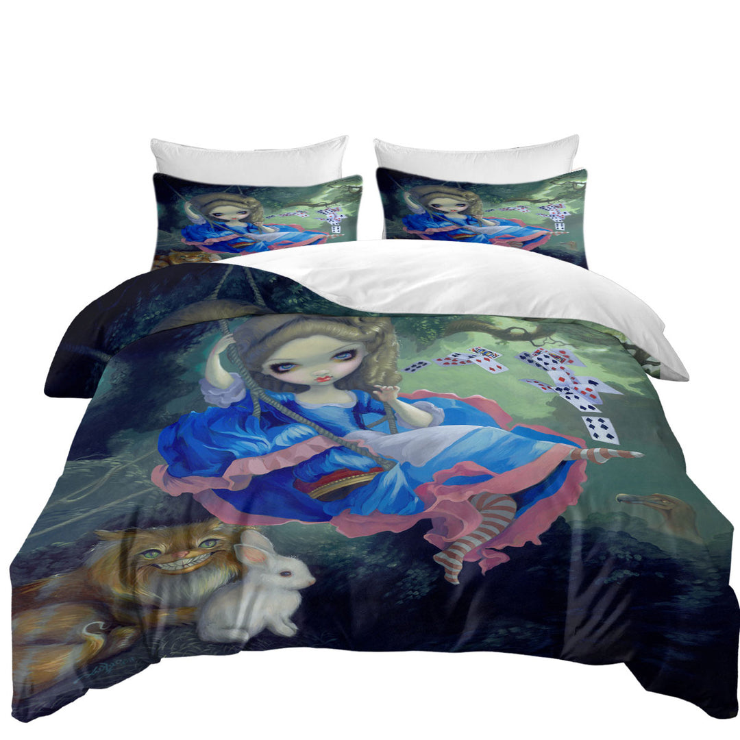 Oversized King Duvet Cover with Cool Fantasy Alice in Fragonard_s Swing