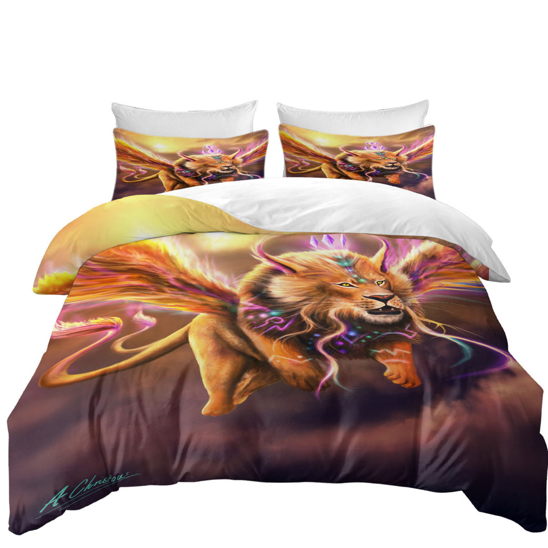 Oversized King Duvet Cover with Fantasy Fine Art Venetian Lion