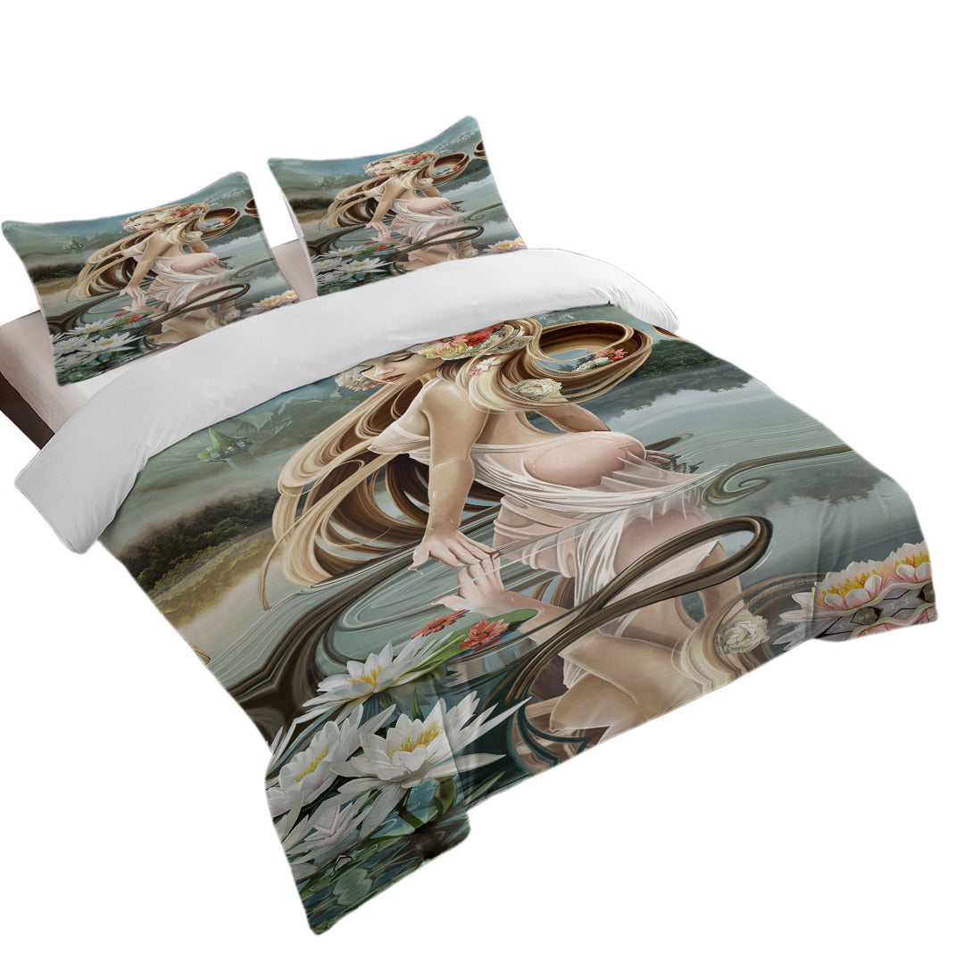 Oversized King Duvet Cover with Fine Art Reflections Beautiful Sexy Girl