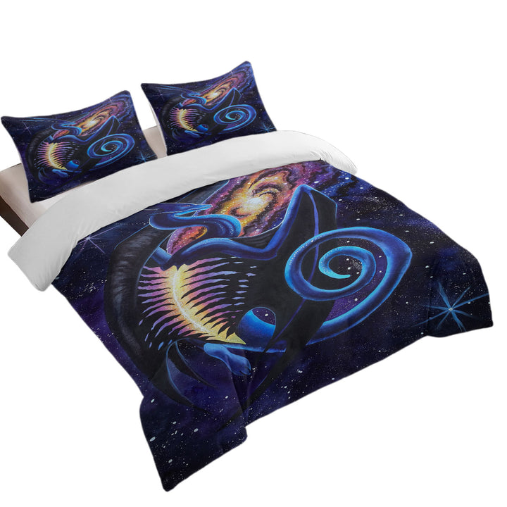 Oversized King Duvet Cover with Galactic Entrance Fantasy Space Dragon