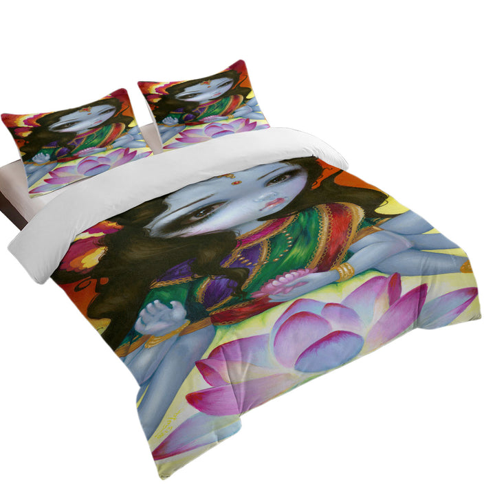 Oversized King Duvet Cover with India and Hindu Art the Goddess Lakshmi