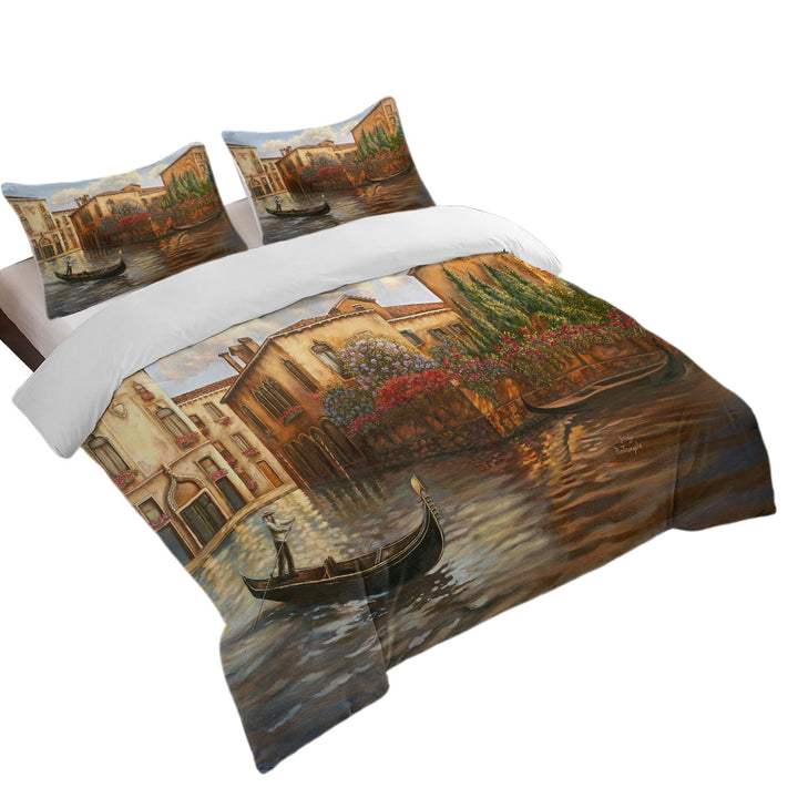 Oversized King Duvet Cover with Venice City Art Painting the Gondola