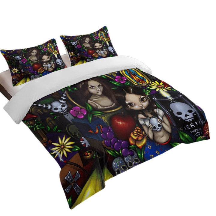 Painted Dia de los Muertos the Day of the Dead California King Duvet Cover