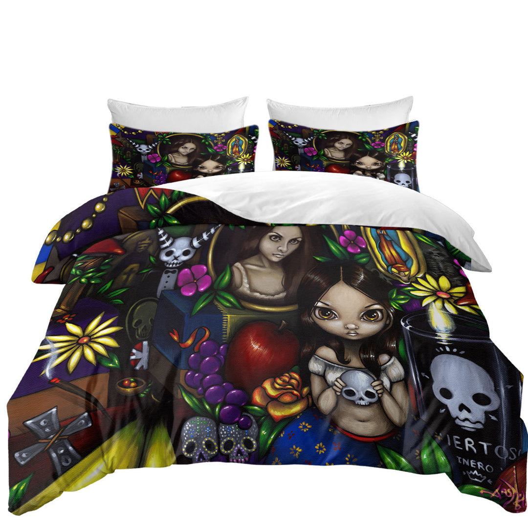 Painted Dia de los Muertos the Day of the Dead Comforter Cover