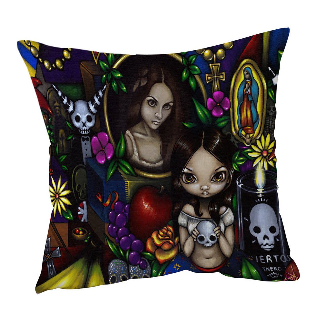 Painted Dia de los Muertos the Day of the Dead Cushion Cover