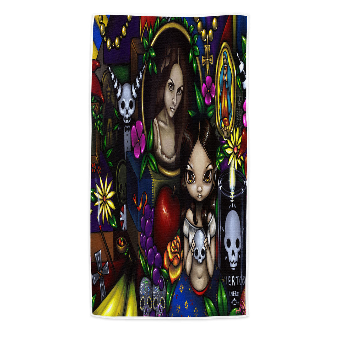 Painted Dia de los Muertos the Day of the Dead Microfiber Beach Towel