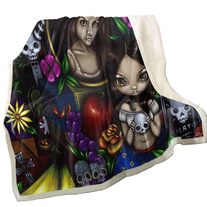 Painted Dia de los Muertos the Day of the Dead Throw Blanket