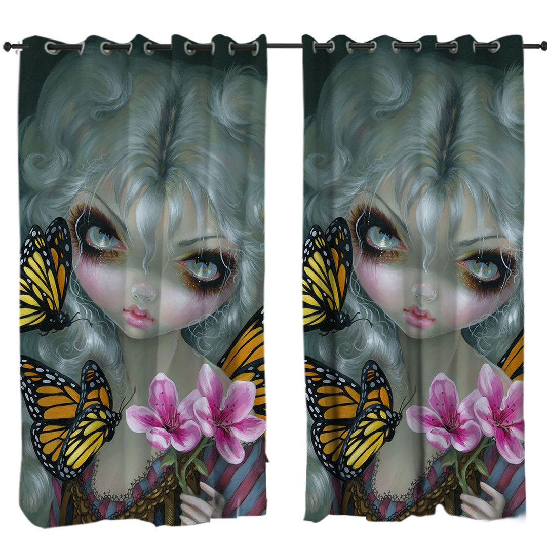 Painted Fairy Attracting Butterflies Custom Curtains