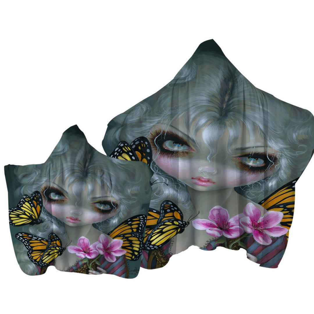 Painted Fairy Attracting Butterflies Towel with Hood