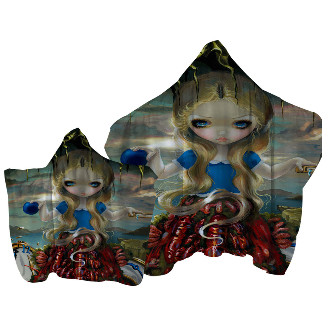 Painted Fantasy Alice in a Dali Dress Towel with Hood