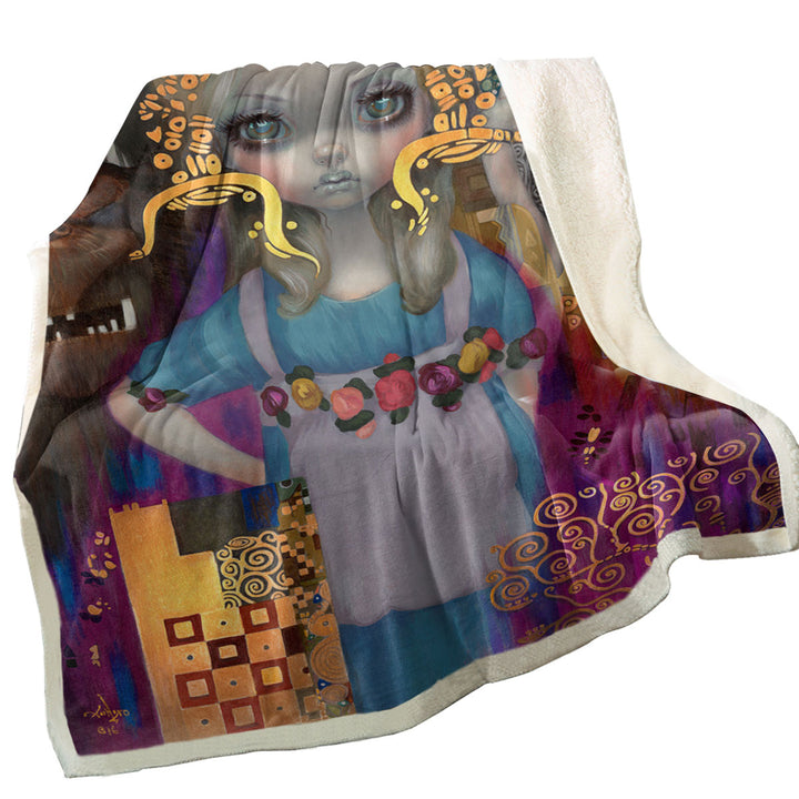 Painted Fantasy Art Alice in a Klimt Dream Sherpa Blanket