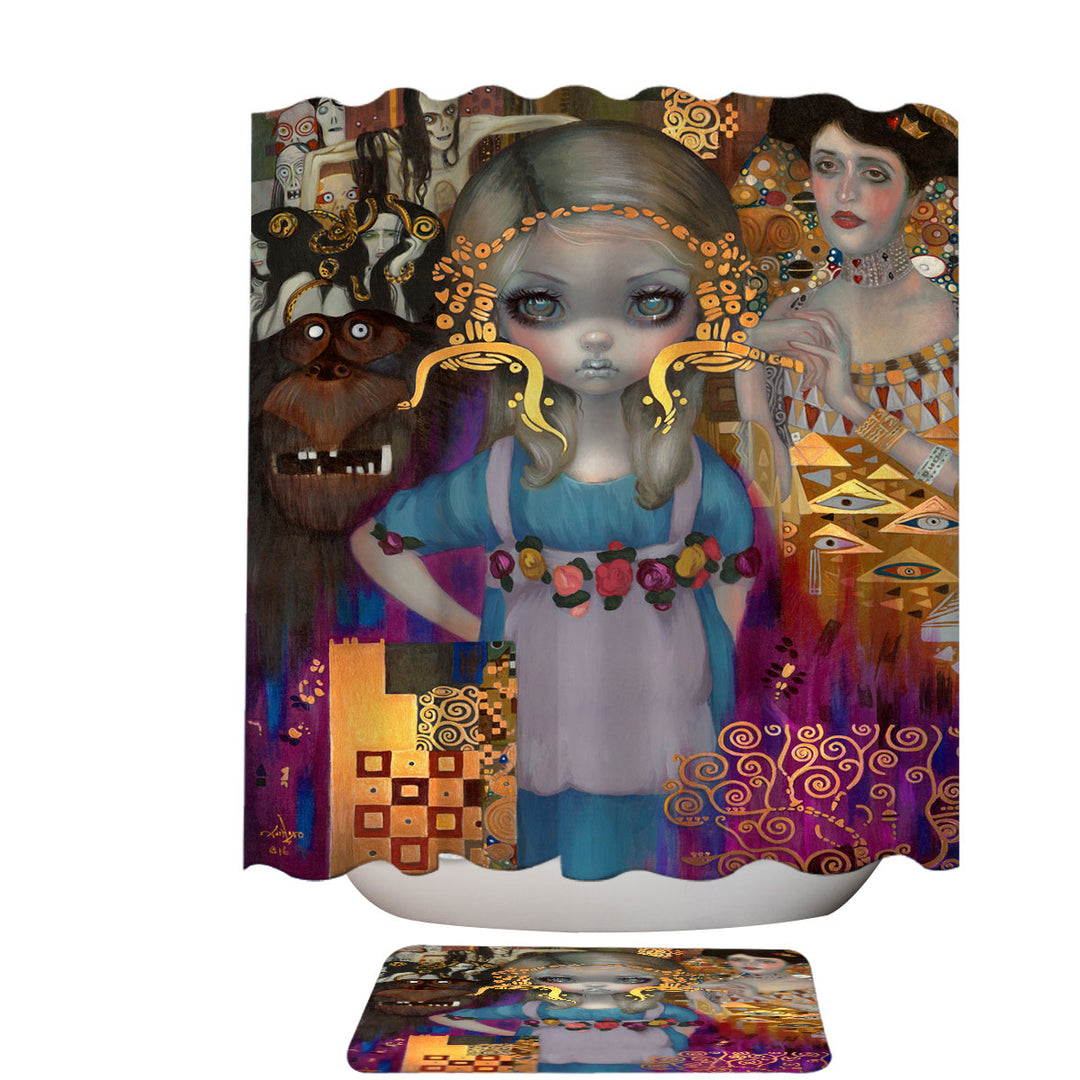 Painted Fantasy Art Alice in a Klimt Dream Shower Curtain