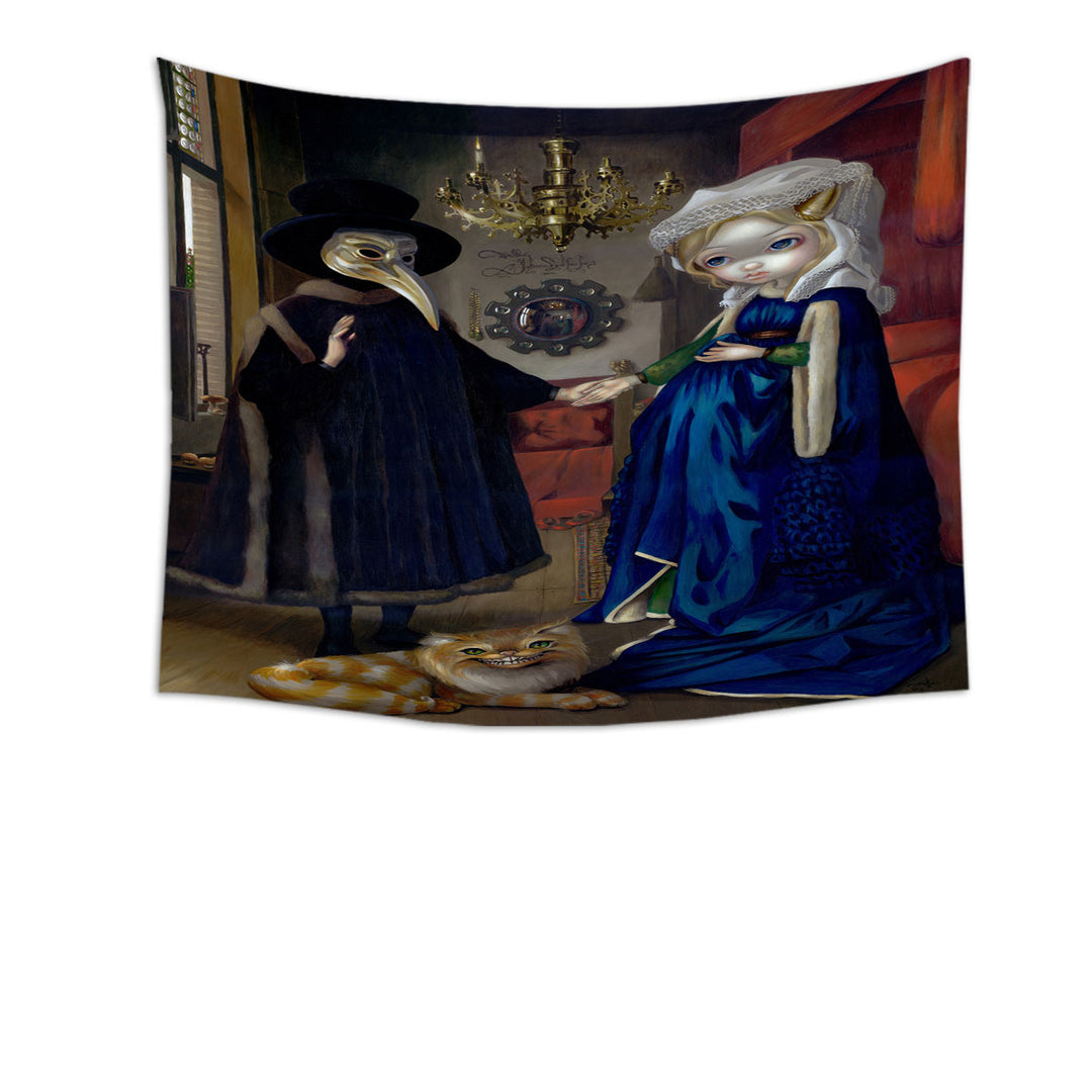 Painted Fantasy Art Alice in a Van Eyck Portrait Tapestry