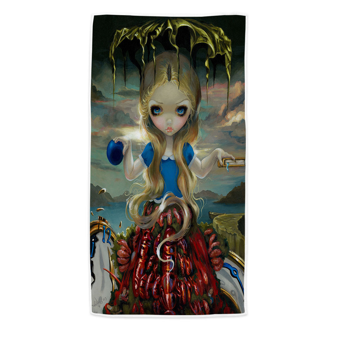 Painted Fantasy Beach Towel Alice in a Dali Dress