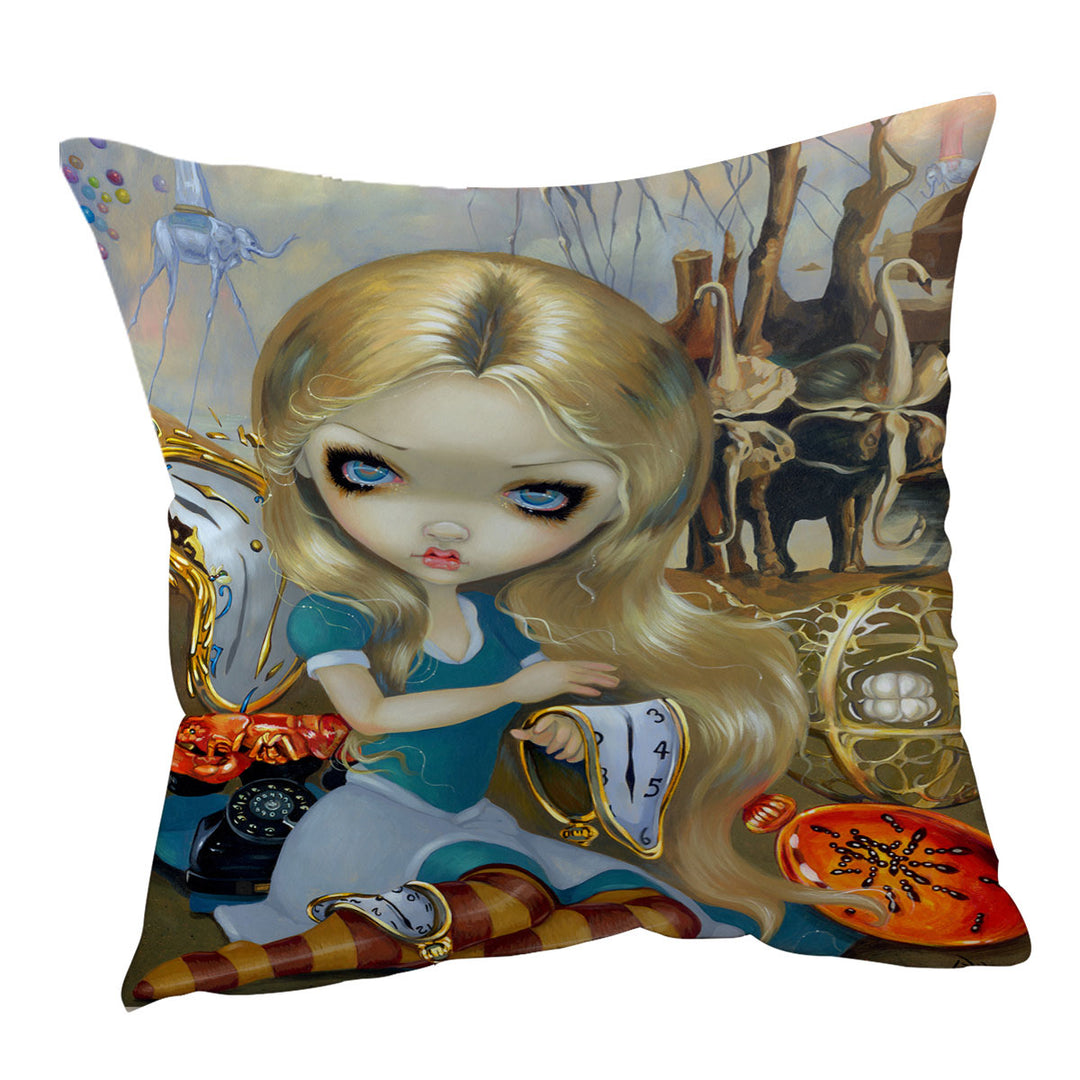 Painted Fantasy Cushion Covers Alice in a Dali Dream