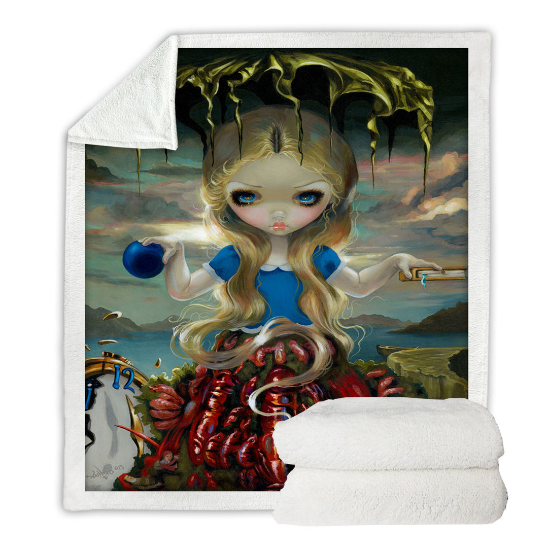 Painted Fantasy Throw Blanket Alice in a Dali Dress