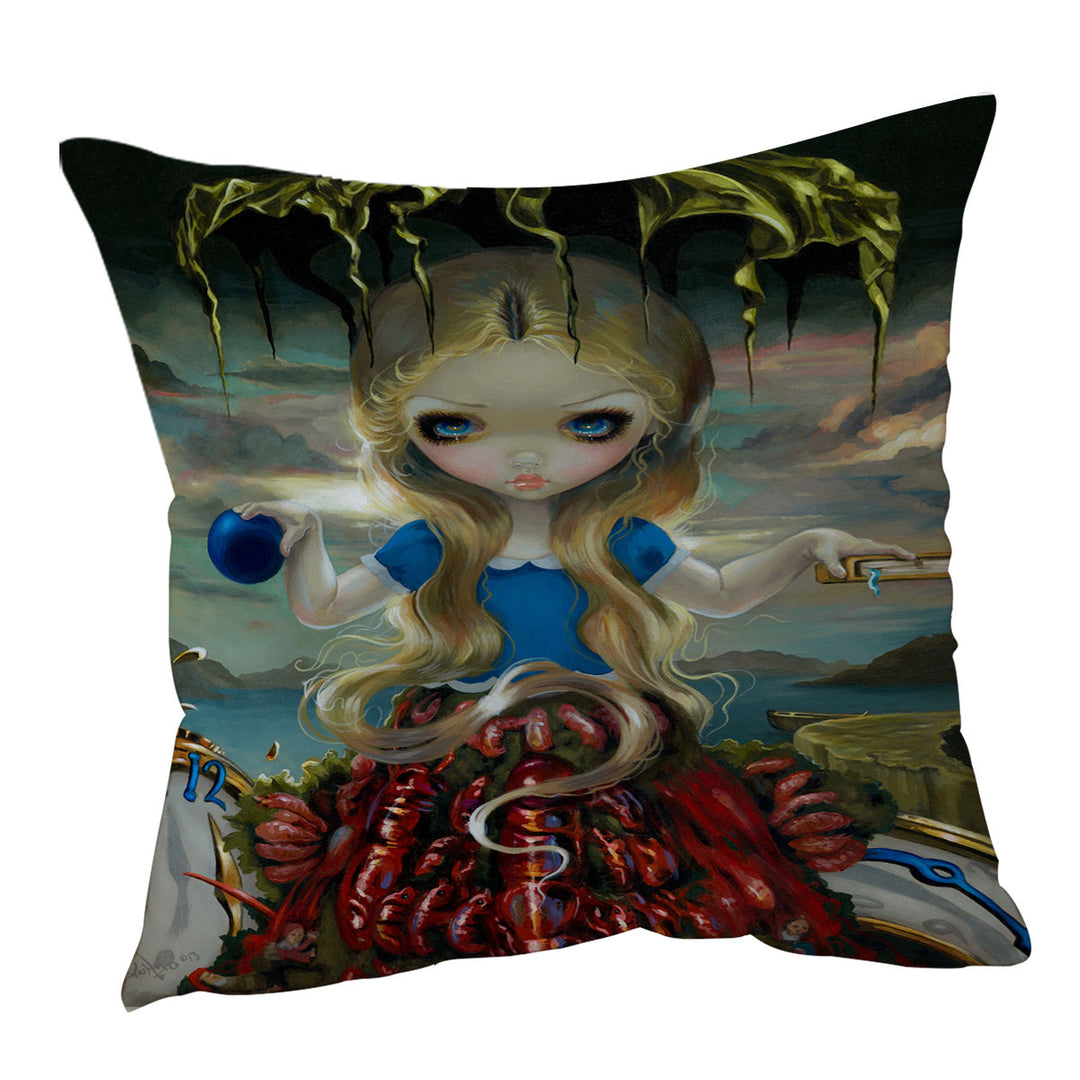 Painted Fantasy Throw Cushions Alice in a Dali Dress