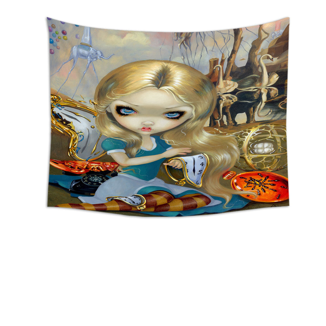 Painted Fantasy Wall Decor Alice in a Dali Dream Tapestry