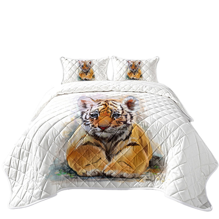 Painted Tiger Puppy King Size Quilt Sets