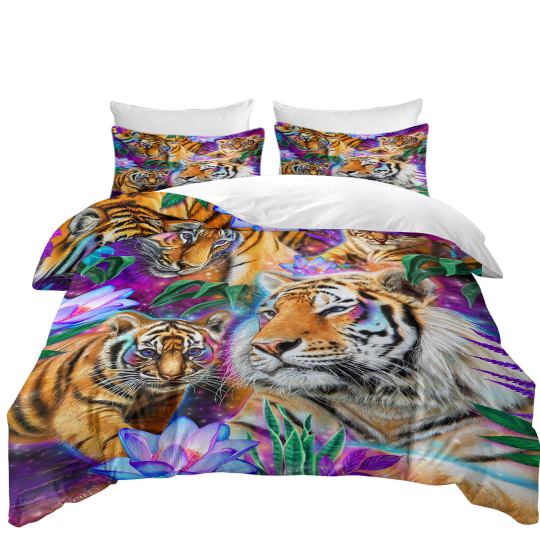 Painted Tropical Flowers and Day Dream Tigers Duvet Covers