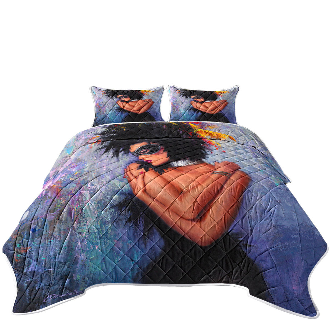 Painting of a Woman the Lady in Black King Size Quilt Sets