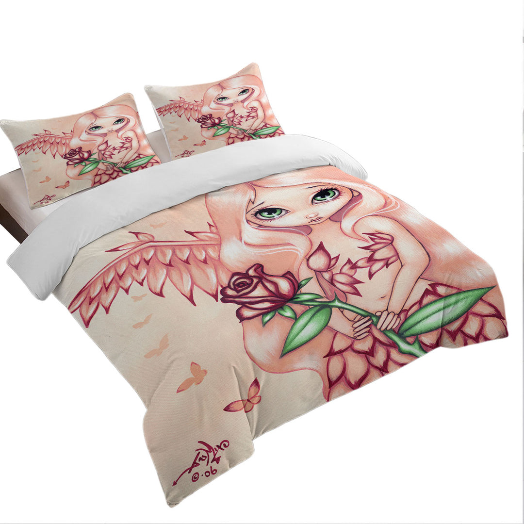 Pale Rose A Flower Fairy with Angel Wings Coverlets