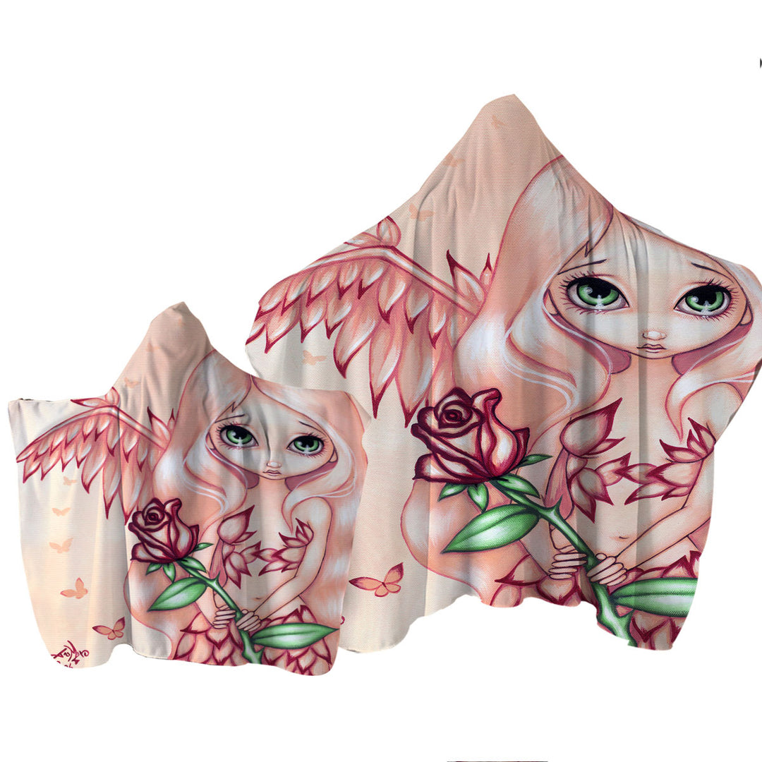 Pale Rose A Flower Fairy with Angel Wings Towel Hoodie