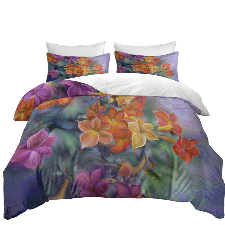 Pastel Art Blooms Flowers Queen Size Duvet Cover