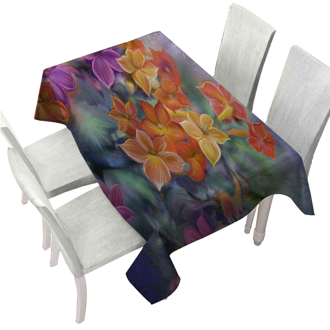 Pastel Art Blooms Flowers Tablecloth